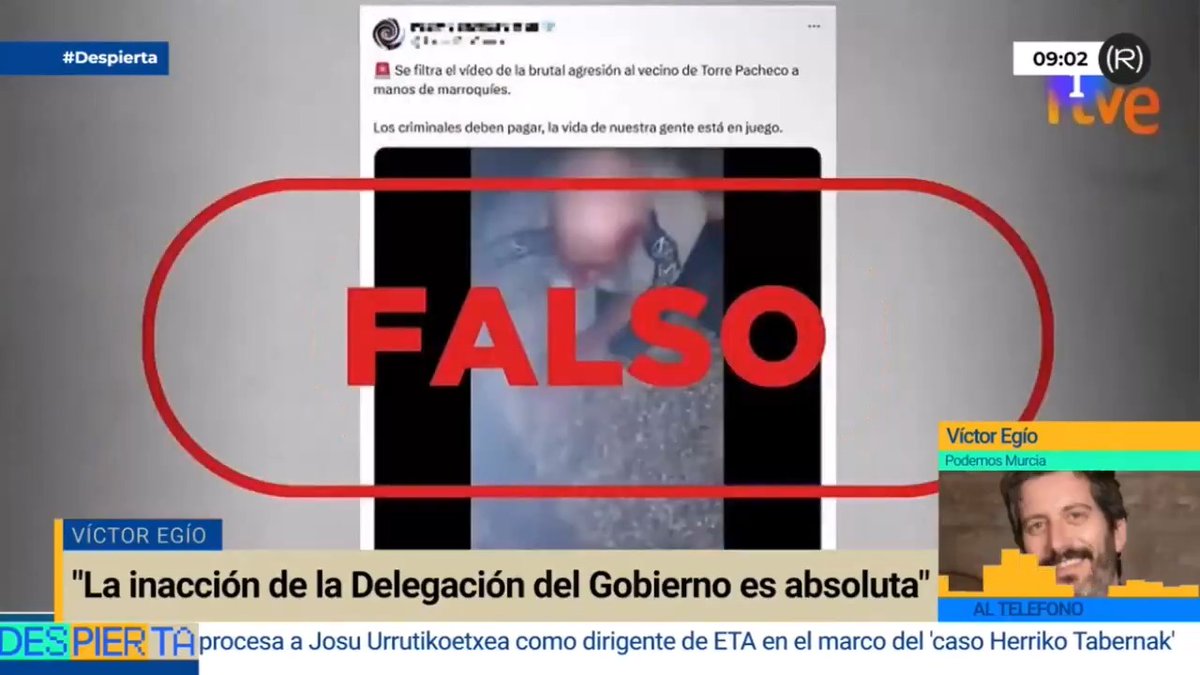 "En Cartagena, en la huelga del metal, hay un dispositivo permanente de más de 200 agentes. Demuestra la doble vara de medir: al obrero, al antifascista, represión total; a los neonazis, barra libre" Víctor Egío sobre Torre Pacheco 👇🏽 📺 DESPIERTA!
