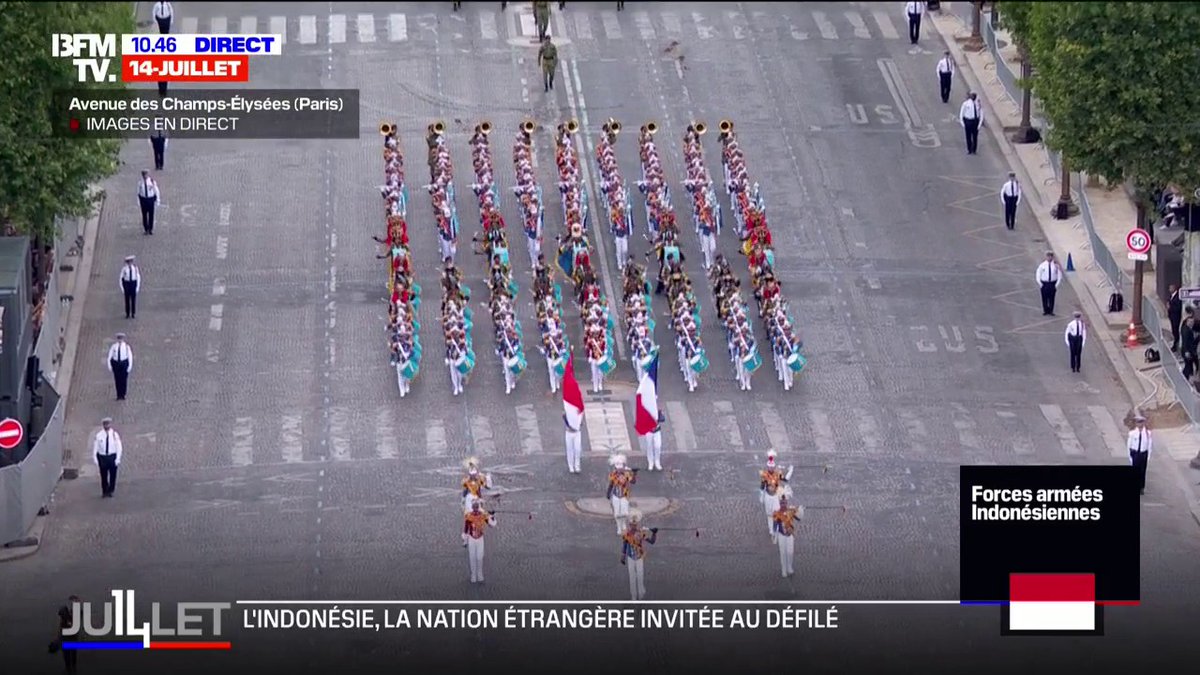 🇮🇩🇫🇷🪖 FLASH | L'Indonésie, nation invitée pour ce 14 juillet, ouvre le défilé sur les Champs-Élysées.