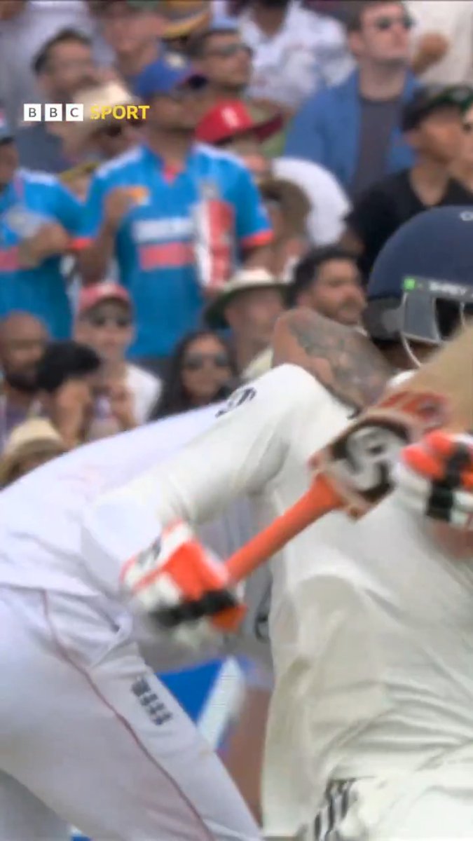 Ben Stokes had to step between Ravindra Jadeja and Brydon Carse after a coming together in the middle of the pitch.