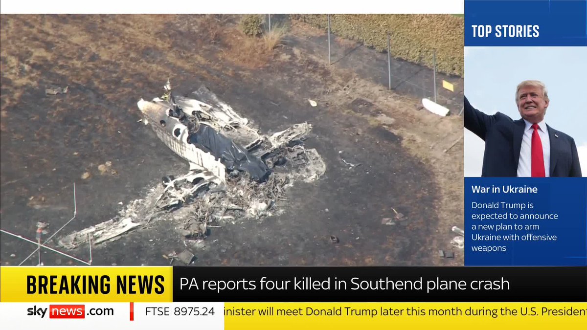 BREAKING: Four killed in Southend plane crash, PA reports 📺 Sky 501, Virgin 602, Freeview 233 and YouTube