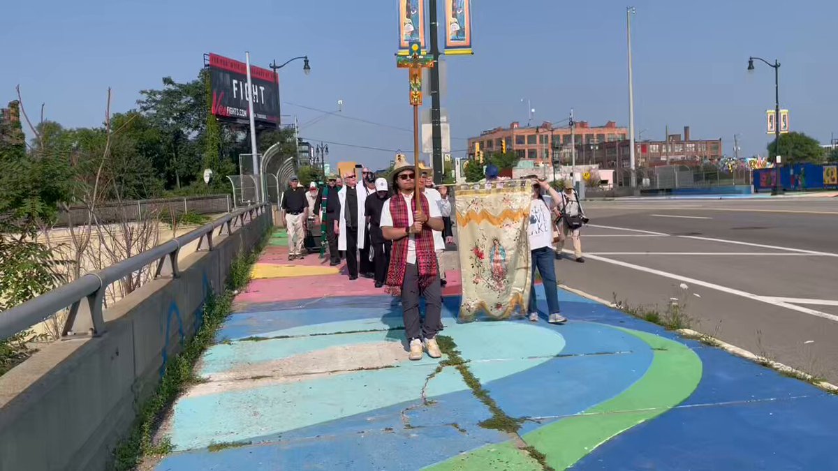 Led by Catholic leaders and advocates, hundreds are marching from Most Holy Trinity Catholic Church in a silent procession to the ICE office in Detroit to hand deliver a letter calling for humane treatment of immigrants. Archbishop of Detroit Edward Weisenburger is here walking.