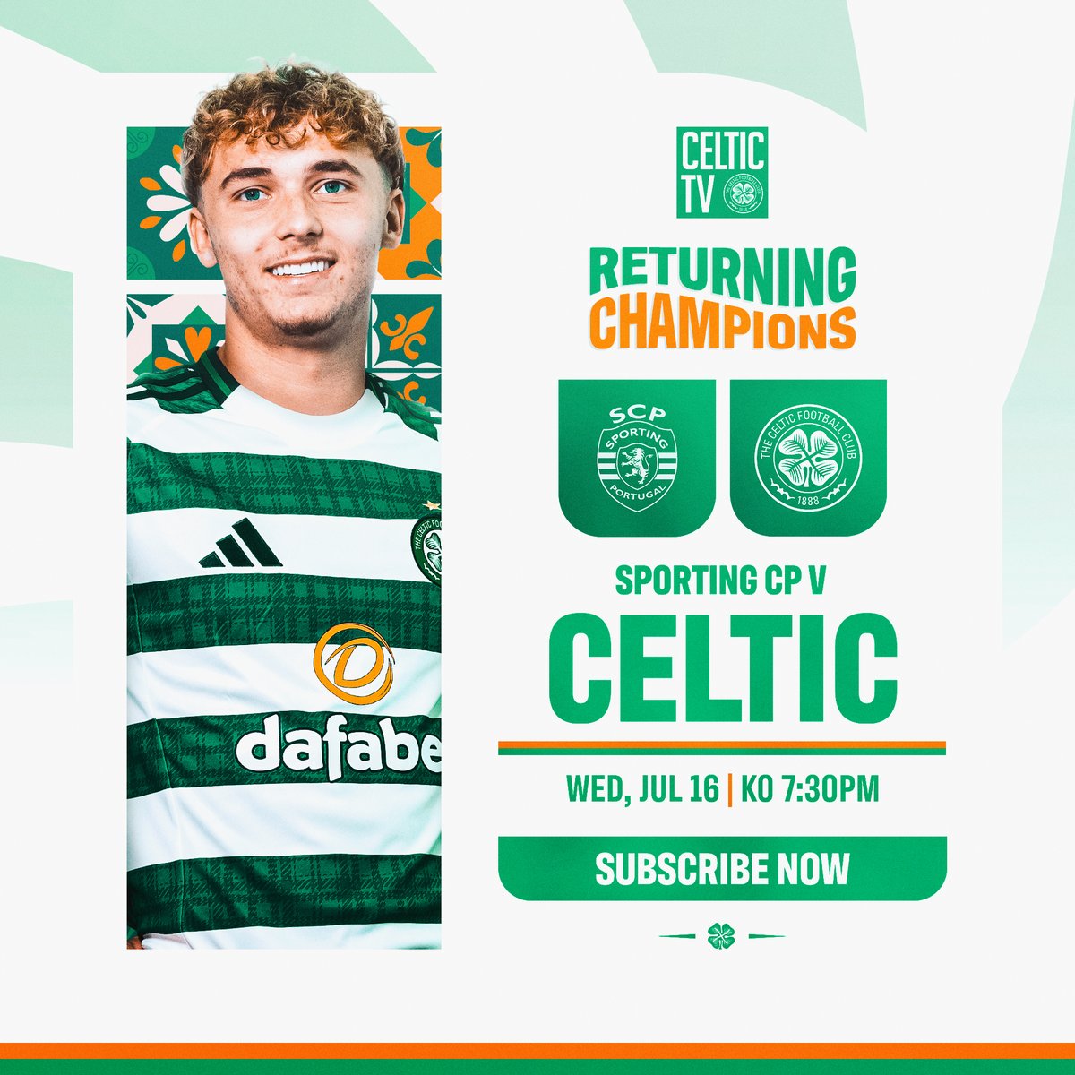 📺 Sporting CP v Celtic - Live this Wednesday ⏰ 7:30pm (CPT) 🌍 Exclusive worldwide on #CelticTV The champions of Scotland take on the champions of Portugal. 🔗 Subscribe now and watch it live 👇 #SummerOfCeltic🇵🇹 | #ReturningChampions | Celtic Football Club