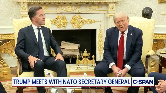 President Trump on new weapons deal with NATO: "We've made a deal today where we're going to be sending [NATO] weapons and they're going to be paying for it. The United States will not be having any payment made."
