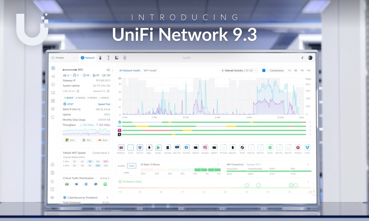 Welcome to #UniFi Network 9.3 — a powerful update packed with smarter tools and deeper control. 🔹 All-New Client Table 🔹 Updated DHCP Manager 🔹 Alarm Manager 🔹 Redesigned System Logs 🔹 Stronger CyberSecure Protection and more!