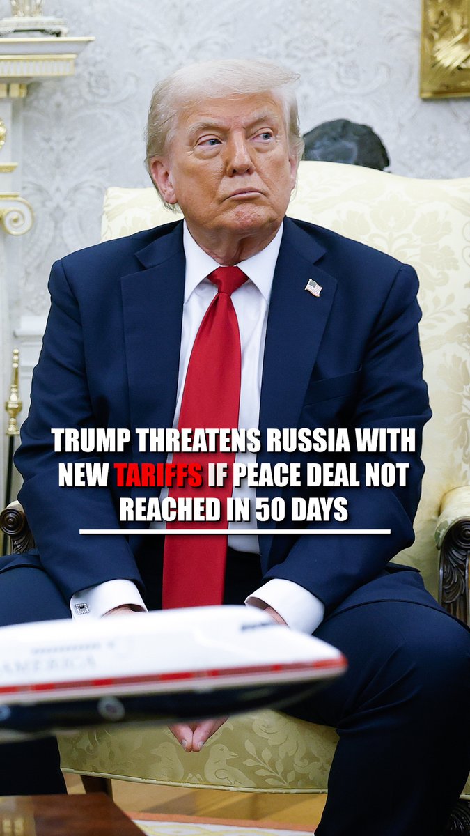 President Trump announces a major arms deal with NATO and warns that if a peace deal between Ukraine and Russia isn’t reached within 50 days, he will impose 100% secondary tariffs on Russia.