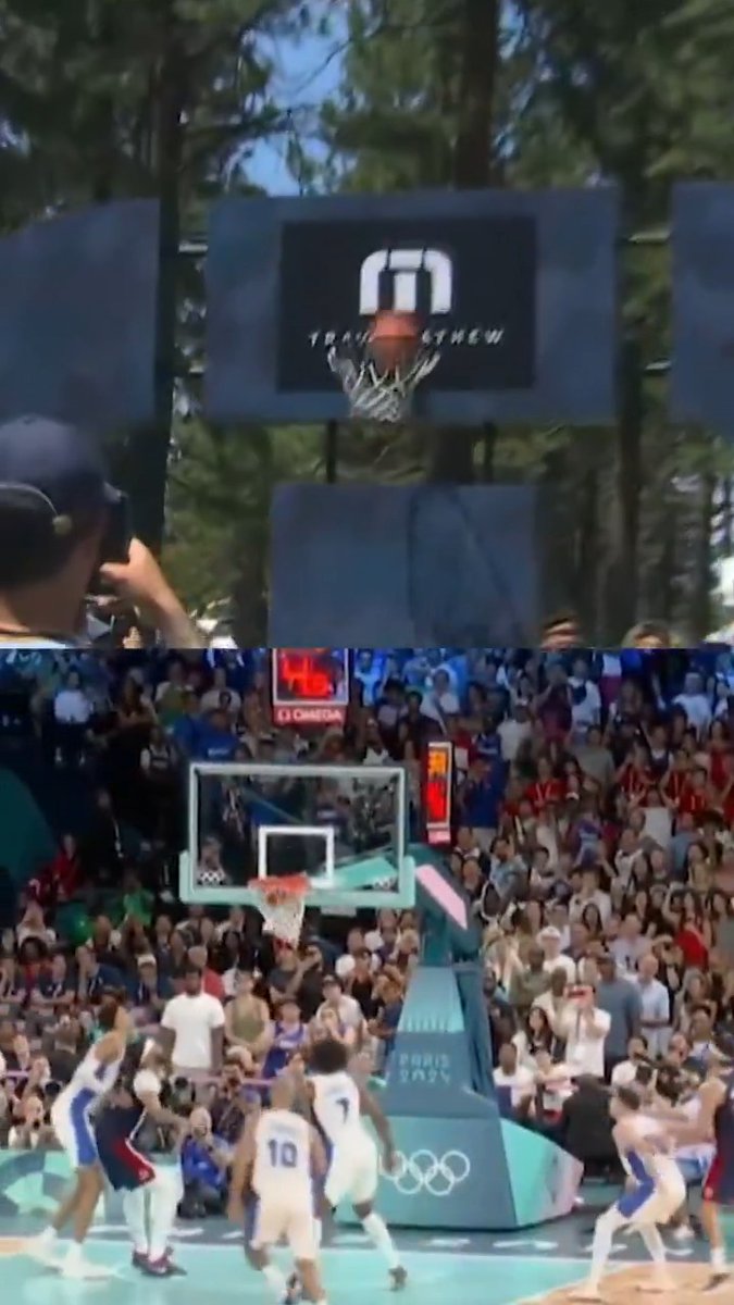 Steph Curry draining shots on the golf course had the commentators reminiscing on his "Golden Dagger" at the Paris Olympics. 🏀🥇