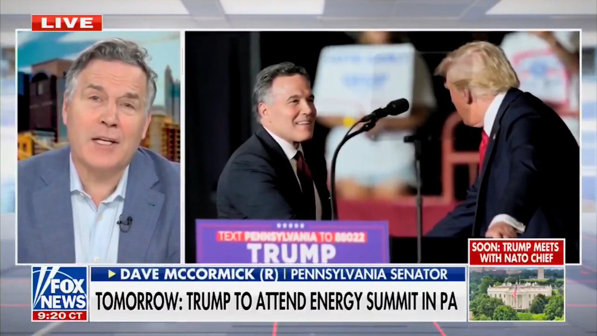 The future of energy &amp; AI kicks off tomorrow in Pittsburgh. I’m thrilled to host President Donald J. Trump in PA as we launch our Energy &amp; Innovation Summit &amp; announce $70 billion in investment &amp; new jobs for our great Commonwealth. Great to be on America’s Newsroom this morning on Fox News.