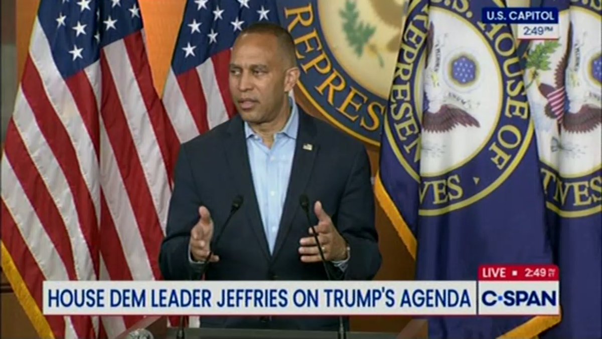 Leader Hakeem Jeffries: There are only two things that are possible here. Option 1, Trump, Bondi, and MAGA extremists lied for years about the Jeffrey Epstein situation. Option 2, they're engaging in a cover up. At this point it seems reasonable that it can only be 1 of the 2 things. So it's Congress's responsibility in a bipartisan way to ask the questions and get answers on behalf of the American people