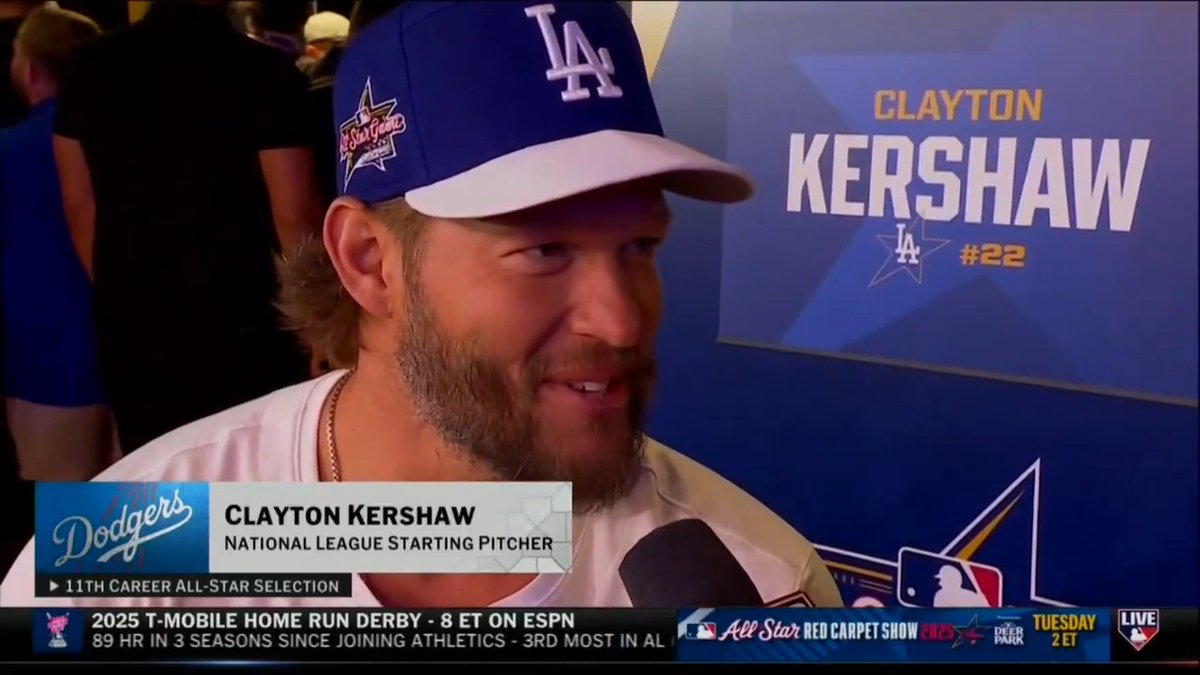 "I remember 2011, getting to sit and talk with Cliff Lee, Roy Halladay, Tim Lincecum... I'm on the other end of that now getting to be the old guy hanging out with everybody." Los Angeles Dodgers legend Clayton Kershaw is basking in another #AllStarGame experience.