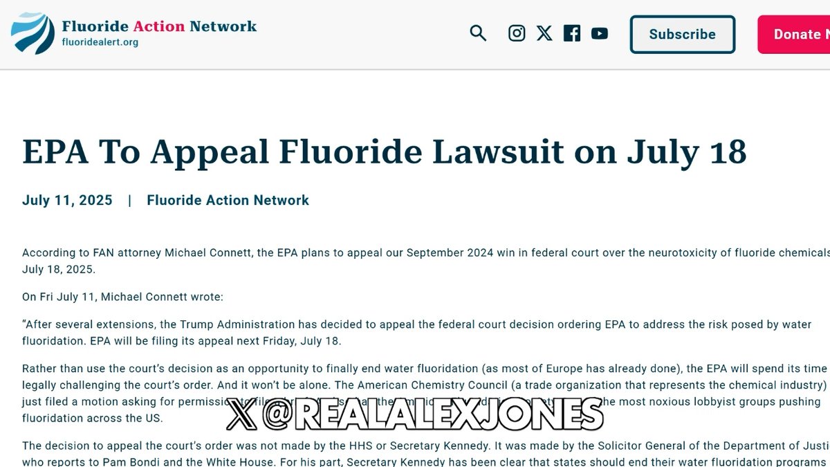 BREAKING: Trump DOJ Fights To Keep Poisonous Fluoride In The Water In Desperate Attempt To Block RFK Jr.'s Quest To Make America Healthy Again MAGA Is Now In The Midst Of A Civil War Between The Populists & The Globalists Attempting To Take Over The Administration