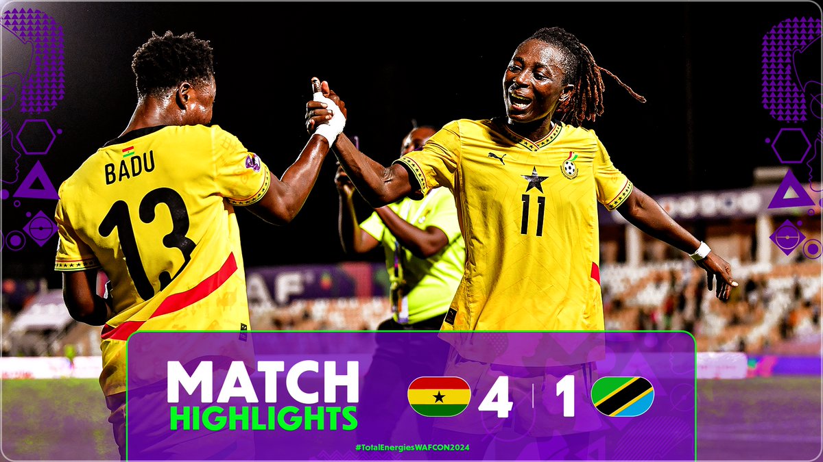📹 HIGHLIGHTS: 🇬🇭 4-1 🇹🇿 Ghana put on an impressive performance to secure a valuable win over Tanzania in Group C! 👏 #TotalEnergiesWAFCON2024