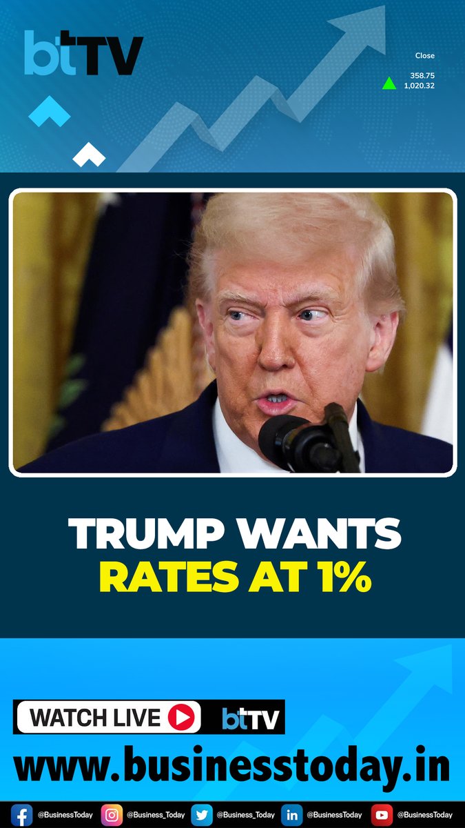 Donald Trump renews attacks Federal Reserve chairman, says interest rates should be at 1% or lower #BusinessToday #DonaldTrump #USFed #FederalReserve #InterestRate #RateCut