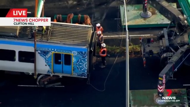 DEVELOPING: It will take until Monday to get trains back on track in Melbourne’s northeast. A delicate operation is underway to crane a derailed carriage from Clifton Hill, and as Sara Jones reports, that is only the beginning of the massive repair mission. #7NEWS