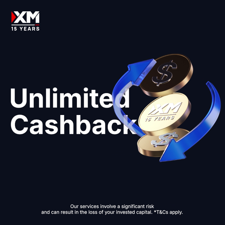 Unlimited cashback alert! 🔥 Trade and get paid back with our new limited-time promo. Join now ➡️ #15YearsXM #UnmilitedCashbackPromo #TradeMoreCashMore #XM #XMGlobalPromo