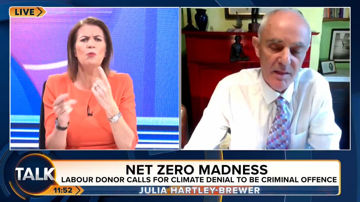 Julia Hartley-Brewer clashes with Climate Media Coalition's Donnachadh McCarthy over claims that 'both sides' of the climate change argument have been calling for the criminalisation of the other. "You are saying something COMPLETELY untrue!" Julia Hartley-Brewer