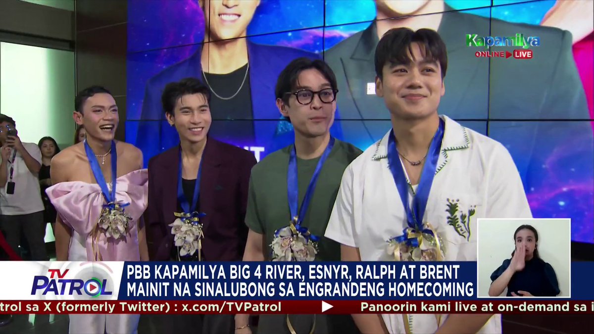 Mainit na sinalubong ng ABS-CBN ang “Pinoy Big Brother: Celebrity Collab Edition” Kapamilya Big 4 na sina River Joseph, Esnyr, Ralph de Leon, at Big Winner Brent Manalo sa kanilang homecoming.