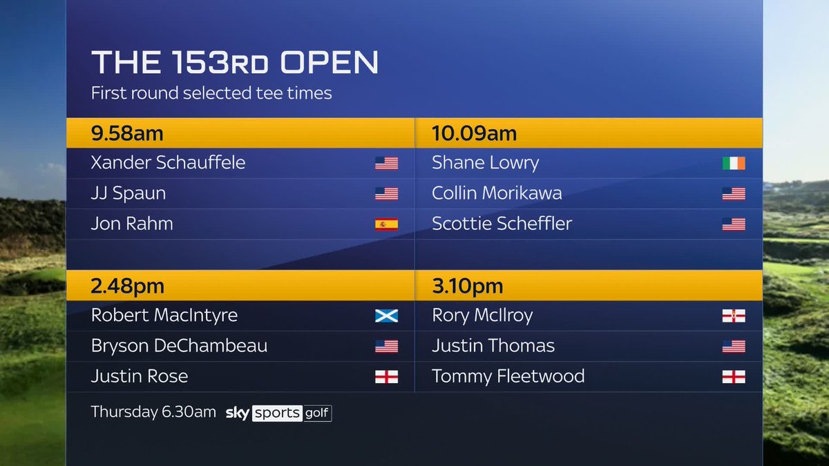 BREAKING: Masters champion Rory McIlroy to play with Justin Thomas and Tommy Fleetwood for first two rounds of the Open 🚨⛳