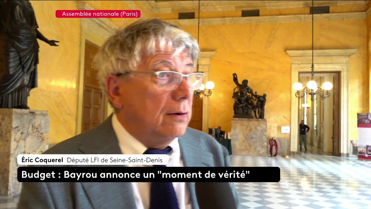 🗣️ Budget 2026 : "On va considérablement modifier ce budget comme la dernière fois. Vraisemblablement, le Premier ministre tentera le 49.3 et dans ce cas-là, ce sera la censure", prévient Éric Coquerel.