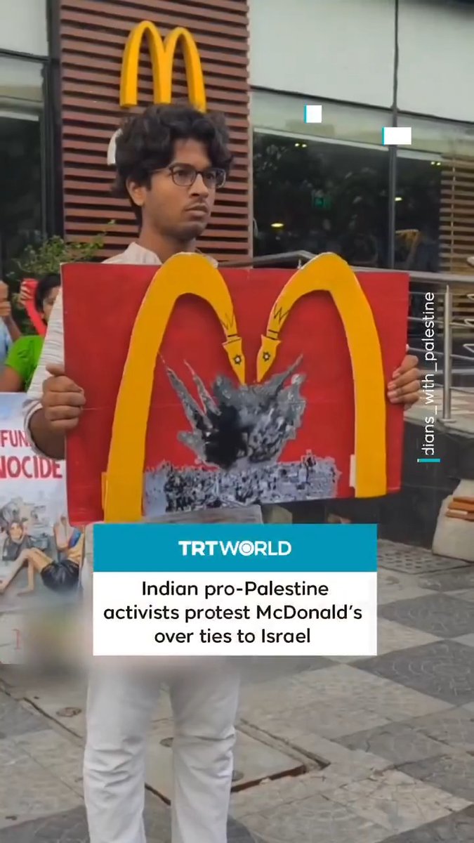 Pro-Palestine protesters with the Indian People in Solidarity with Palestine staged demonstrations targeting McDonald’s in New Delhi on July 14, denouncing the company for its complicity in Israel’s ongoing war on Gaza