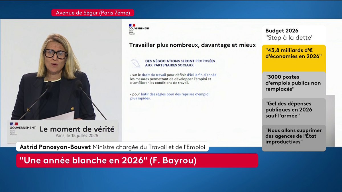 🔴 DIRECT - Astrid Panosyan-Bouvet affiche un objectif "d'incitation à augmenter le temps de travail", ainsi que de "freiner les arrêts de travail". #Budget2026