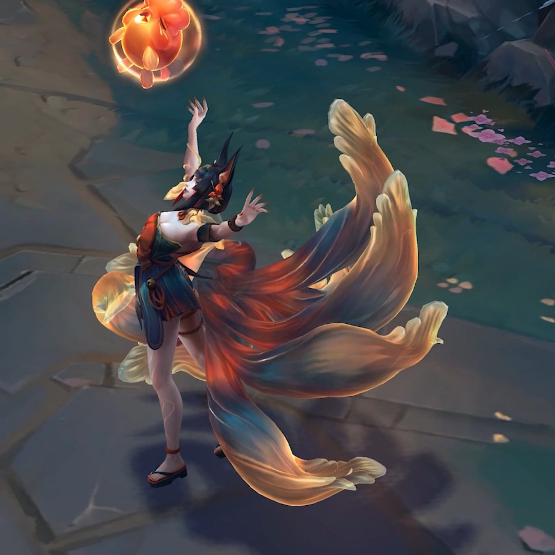 Ahri fleur spirituelle onsen et sa variante fantastique Ahri fleur spirituelle onsen nocturne se prélassent sur le PBE.