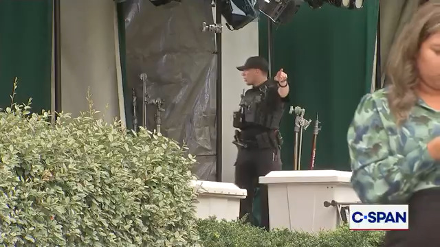 "This area's closed." U.S. Secret Service asks reporters to go inside the White House Press Briefing Room as they clear Pebble Beach, north of the White House.