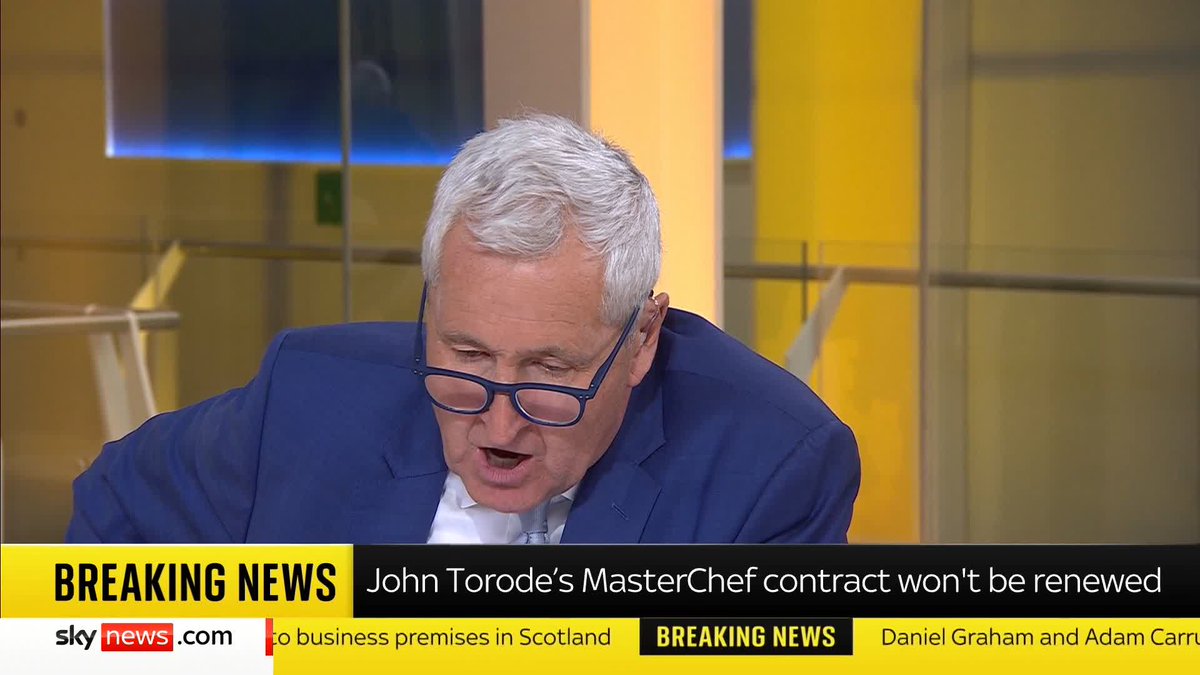 BREAKING: John Torode's MasterChef contract won't be renewed, according to the BBC. It comes after an allegation that he used an "extremely offensive racist term" was upheld in a report. Torode denies the allegation. 📺 Sky 501 and YouTube