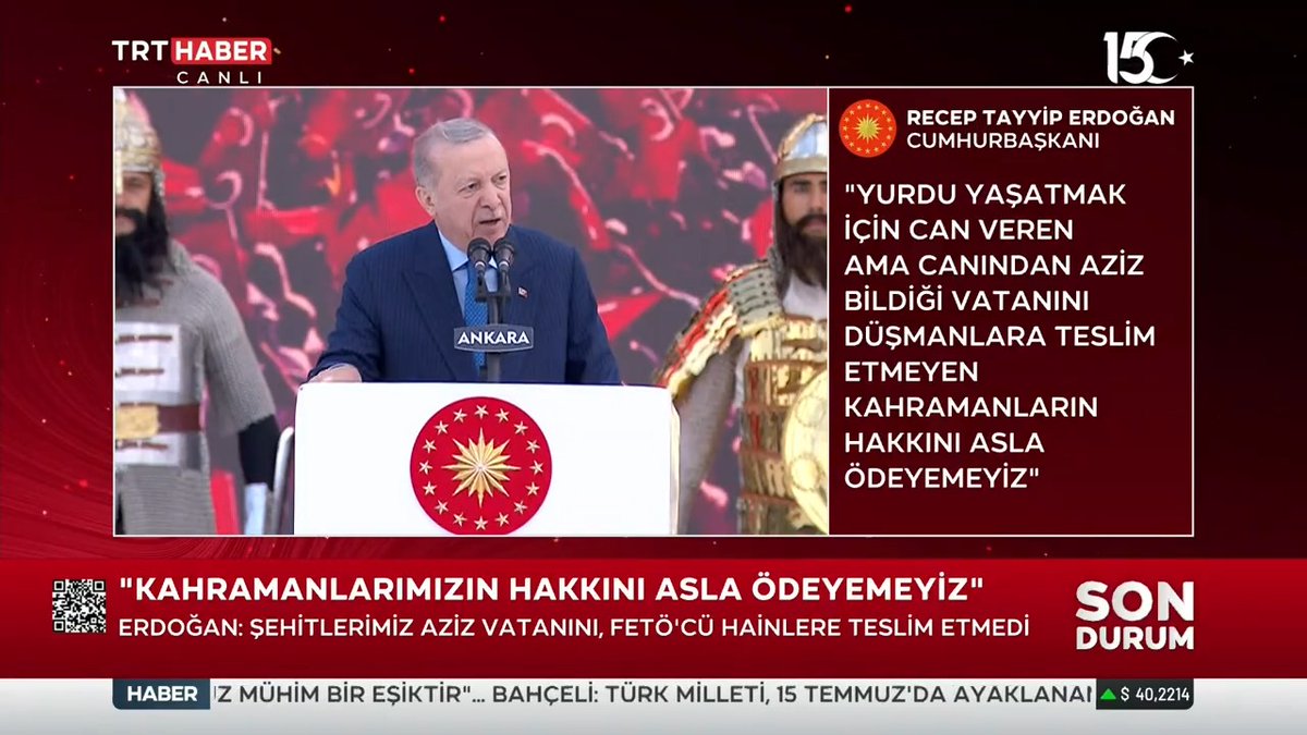 Cumhurbaşkanı Erdoğan: Milletin kendilerine emanet ettiği silahlarla kardeşlerimizi ailelerinden, bizden koparan FETÖ'cü alçaklar sonsuza kadar lanetle, nefretle hatırlanacaklar. #15Temmuz #ZaferinAdıTürkiye