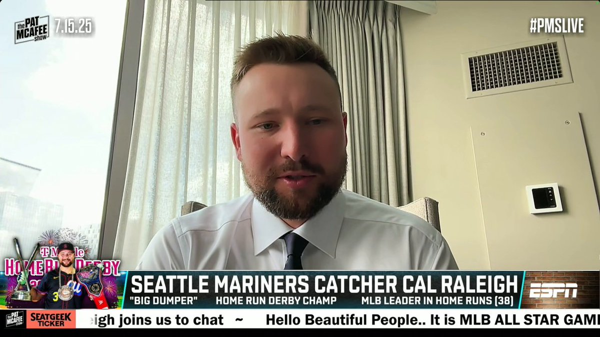 Cal Raleigh didn't feel the pressure headed into the Home Run Derby 😳🔥 (via Pat McAfee)
