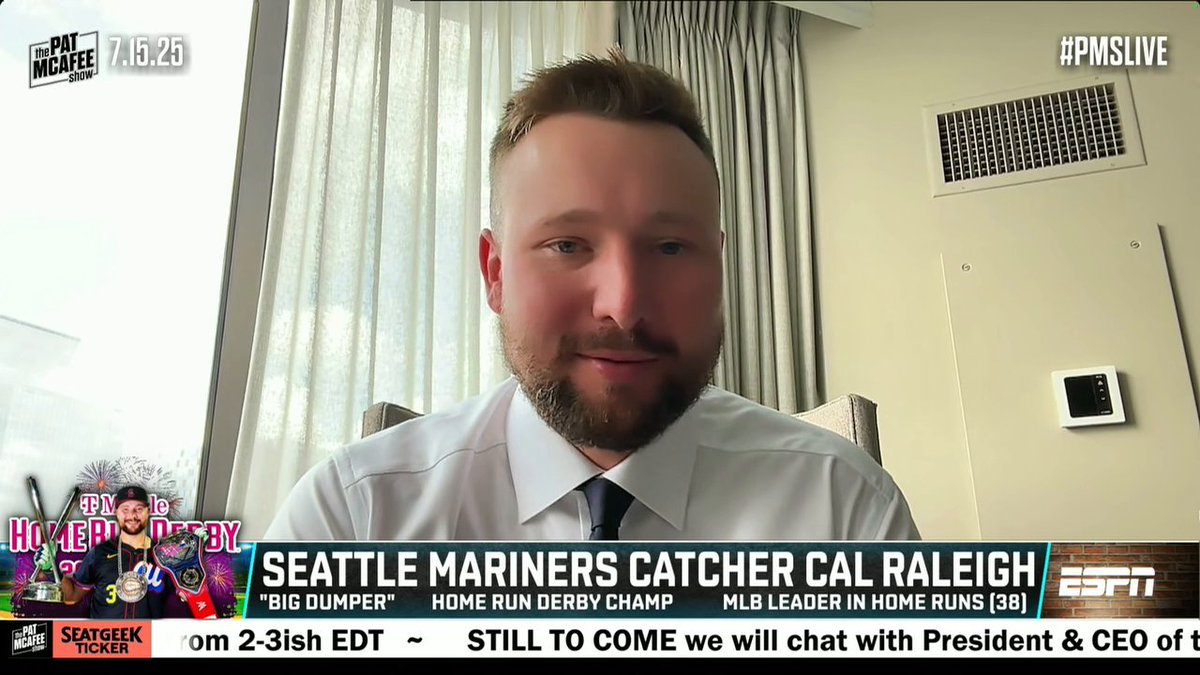 "He lived his best life yesterday." Cal Raleigh talked about having his brother at the 2025 Home Run Derby 🔥 (via Pat McAfee)