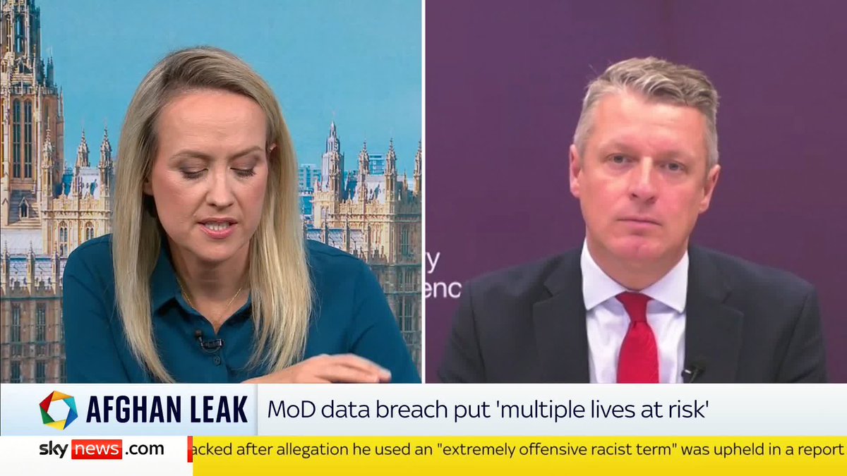 'Were you copied into an email informing you of the data breach in 2023?' Sophy Ridge asks Armed Forces Minister Luke Pollard MP if he knew about a leak of Afghan nationals' data whilst in opposition. #PoliticsHub 📺 Sky 501 &amp; YT