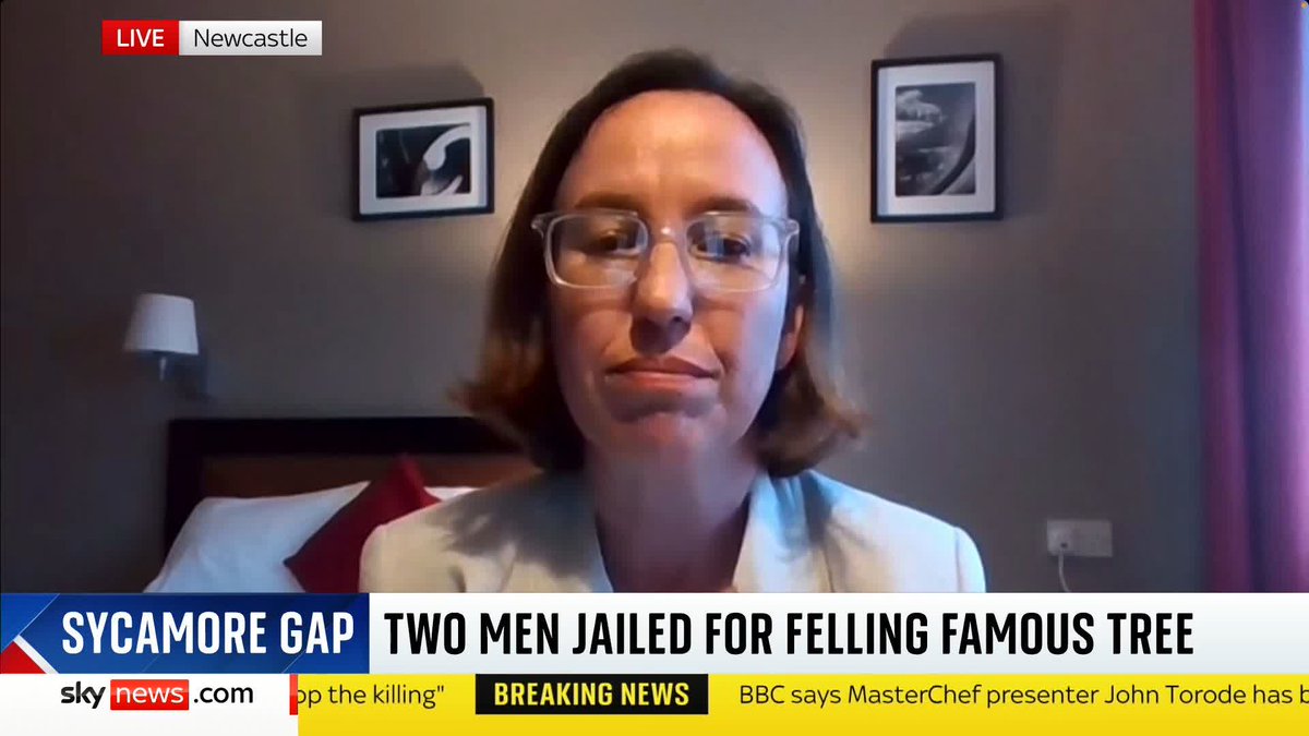 Is 4 years and 3 months in prison too harsh for chopping down a tree? @SarahJaneSky asks tree law expert Sarah Dodd whether the prison sentences given to the men who felled the Sycamore Gap tree matched the severity of the crime. #SJUK 📺 Sky 501 &amp; YT