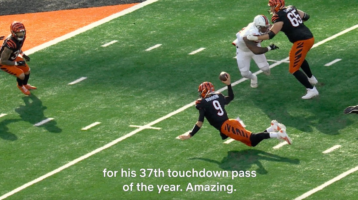 "Wait till you see that throw on film. That s*** was crazy." Joe Burrow in Quarterback Season 2, now playing on Netflix.