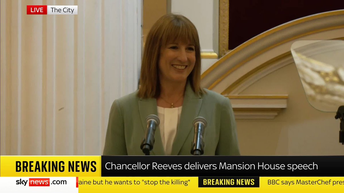 Rachel Reeves tells a story about a schoolgirl asking her what job she'd do if she could do anything in the world. Reeves quips: "Given the events of the last few weeks, I suspect many of you would sympathise if I had said, 'anything but chancellor'".