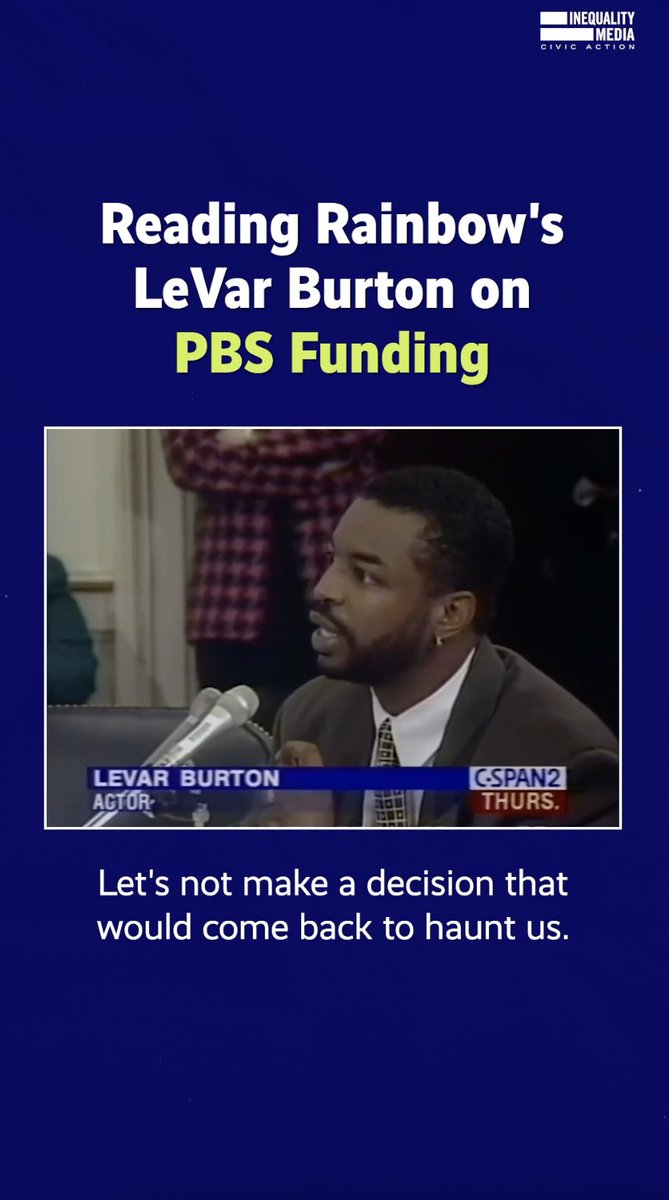 LeVar Burton delivered this testimony in 1995 urging Congress not to cut funding for public broadcasting. His words remain true 30 years later, as Trump and Congressional Republicans seek to slash public funding for PBS and NPR.