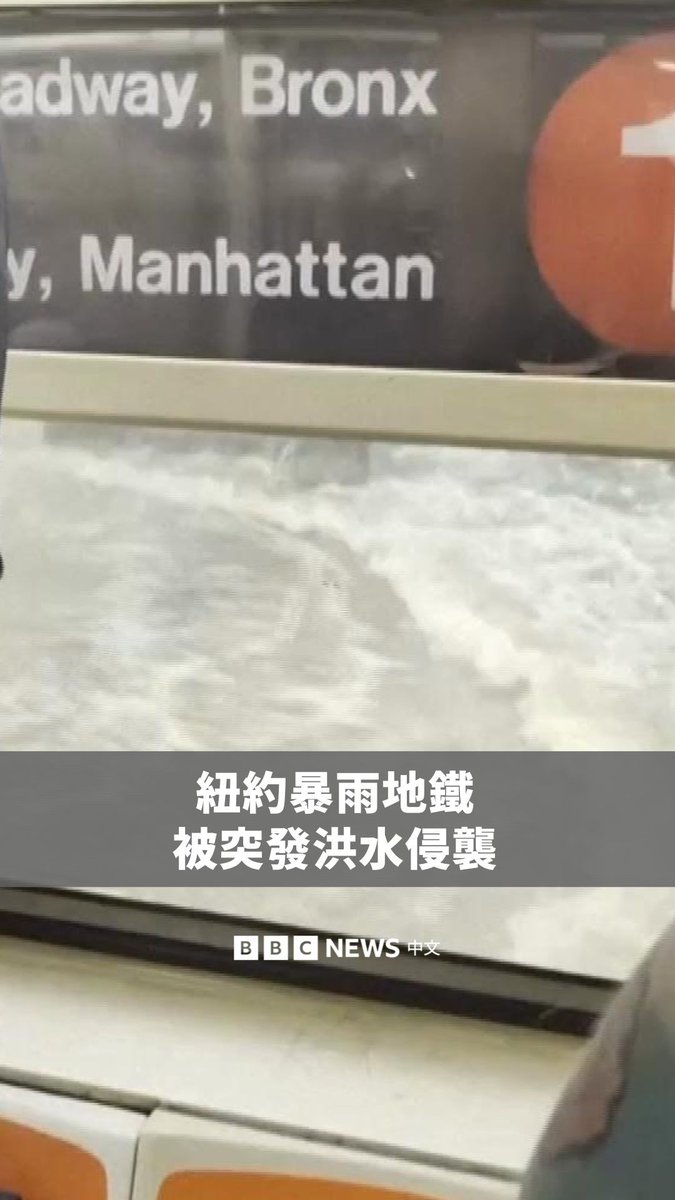 纽约地铁近日因倾盆大雨导致突发洪水涌入月台。画面显示，多名乘客被困在车厢内，甚至跪在座位上，以避免碰到渗入车厢的积水。