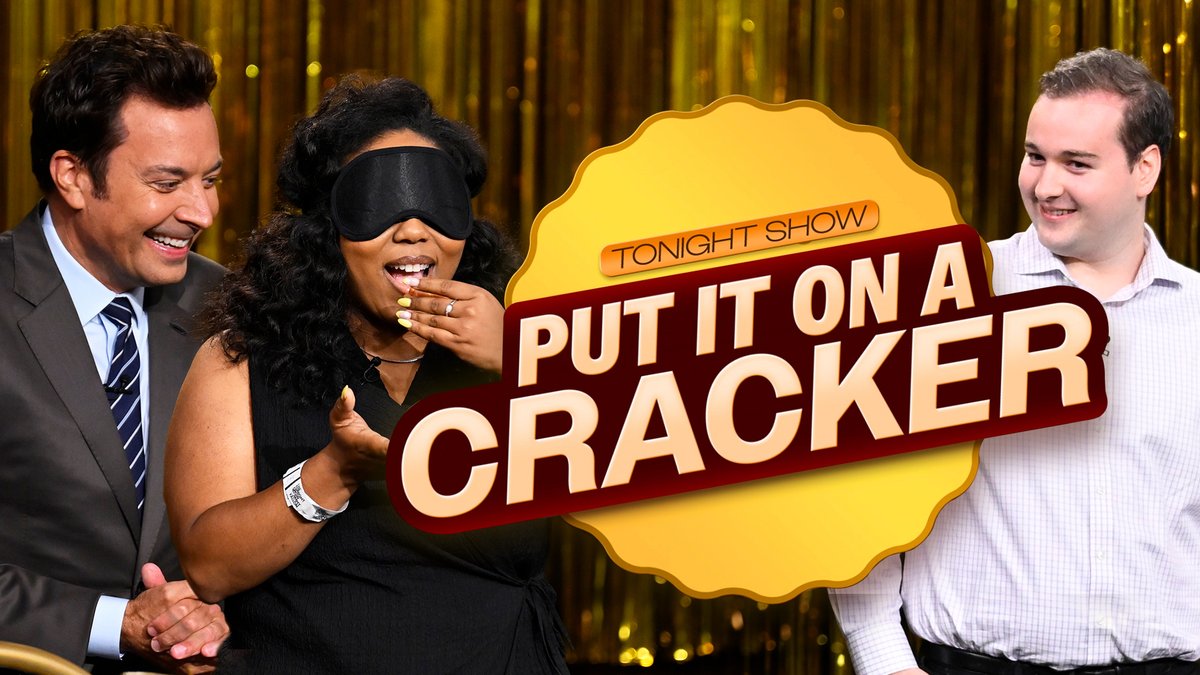 Audience members try to guess what three foods are on a cracker in Put It On A Cracker! #FallonTonight