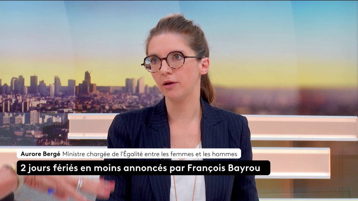 🔴 Budget 2026 : une possible suppression de deux jours fériés ? "Je pense que c'est une mesure qui est nécessaire", déclare Aurore Bergé, qui affirme qu'un "effort collectif doit être mené" pour augmenter "les cotisations et ainsi les recettes" de l'État. #canal16 #franceinfo