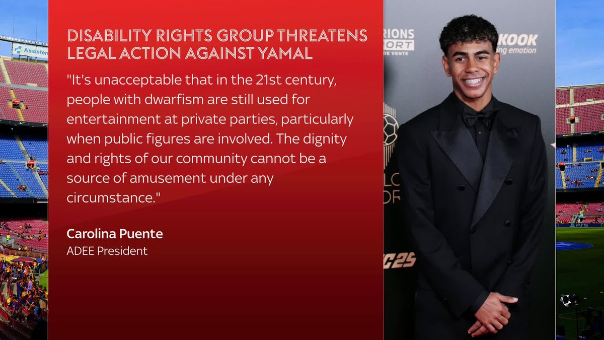 A Spanish disability group has threatened legal action after people with dwarfism were reportedly hired as entertainers for Lamine Yamal's 18th birthday.