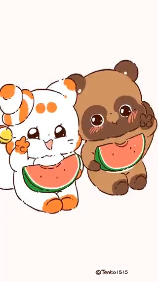 夏は恋する季節🍉🎇💘 🎶おつかれSUMMER by HALCALI （Tiktok音源をお借りしておりますー） #てnこ #ぽnきち #二尾の小狐 #夏