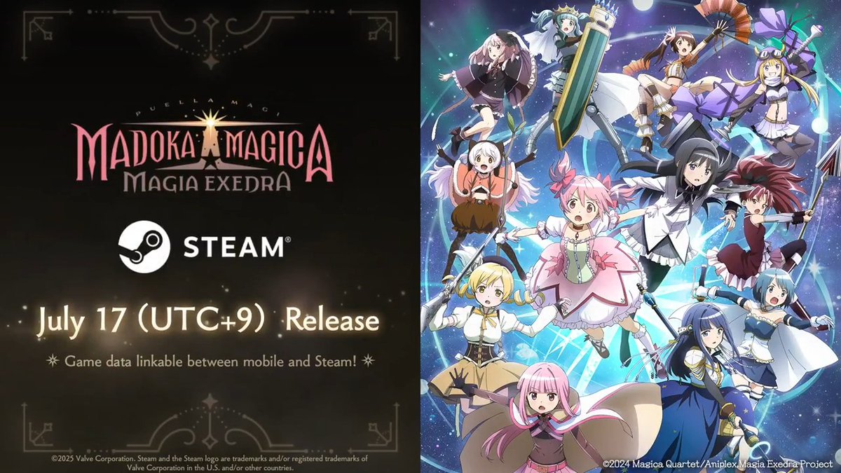 Magia Exedra Steam Version Launching 7/17 (Thu) (JST)! Enjoy on a large screen with high-quality graphics and keyboard controls!💫 Link your game data between mobile and Steam to play #madoka_exedra your way!✨