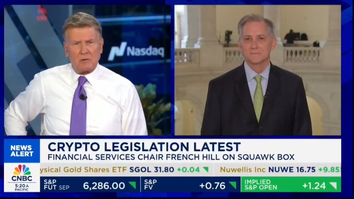 NEW: 🇺🇸 Financial Services Chair French Hill claims that all 3 crypto bills have enough votes to advance. Crypto week is going strong. 💪