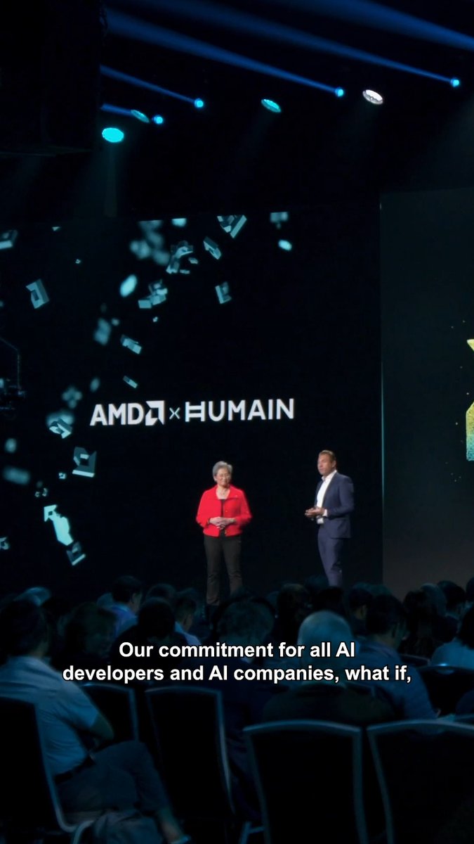 What if your AI workloads ran faster and at a lower cost? At #AdvancingAI Tareq Amin, CEO of HUMAIN shares a bold promise: a 30% lower TCO no matter what your current best is. Challenge accepted! (and Lisa Su's in on it too).