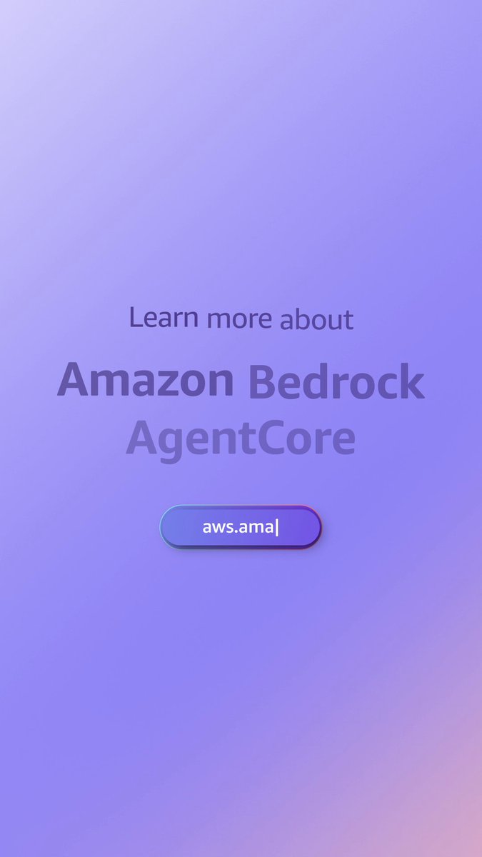 Take the fast lane from prototype to production. 🛣️⚡️☁️ Introducing Amazon Bedrock AgentCore, fully-managed services to deploy &amp; operate capable AI agents securely, at scale. Accelerate your development using any framework &amp; any model. 👉