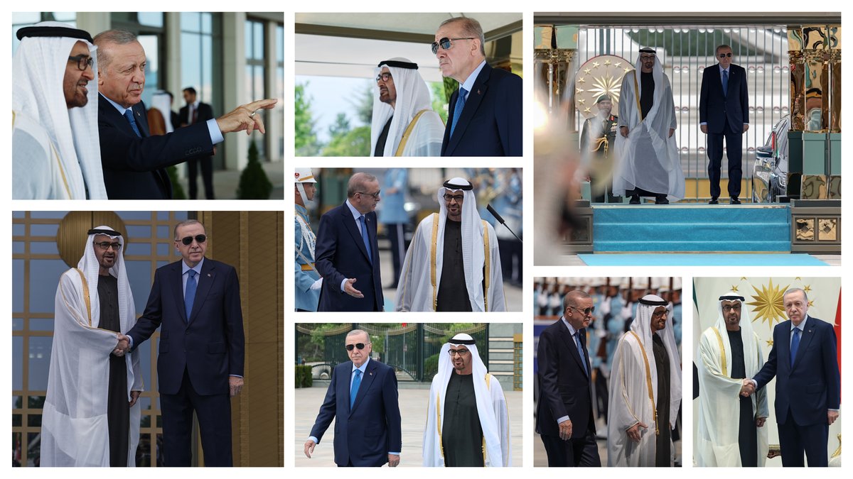 Birleşik Arap Emirlikleri Devlet Başkanı, değerli kardeşim Şeyh Muhammed Bin Zayed El Nahyan’ı ülkemizde ağırlamaktan büyük memnuniyet duydum. 🇹🇷🇦🇪 Sayın El Nahyan’ın da vurguladığı üzere iş birliğimizi ve dayanışmamızı her alanda güçlendiriyor, kardeşliğimizi pekiştiriyoruz. Birleşik Arap Emirlikleri’yle kalkınma hamleleri ve yatırımlar başta olmak üzere tüm alanlarda tam bir uyum içerisinde çalışmaya, ülkelerimiz arasındaki güçlü münasebetleri daha ileri seviyelere taşımaya kararlıyız.
