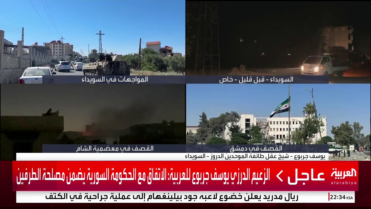 الزعيم الدرزي يوسف جربوع لـ العربية: طالبنا بإطلاق سراح كل المعتقلين من السويداء #السويداء #قناة_العربية