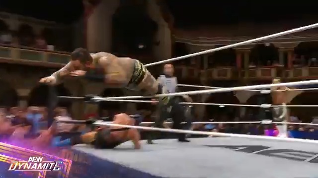 Big, FLYING @BrodyXKing with @BandidoWrestler right behind! Watch #AEWDynamite LIVE on TBS &amp; HBO Max