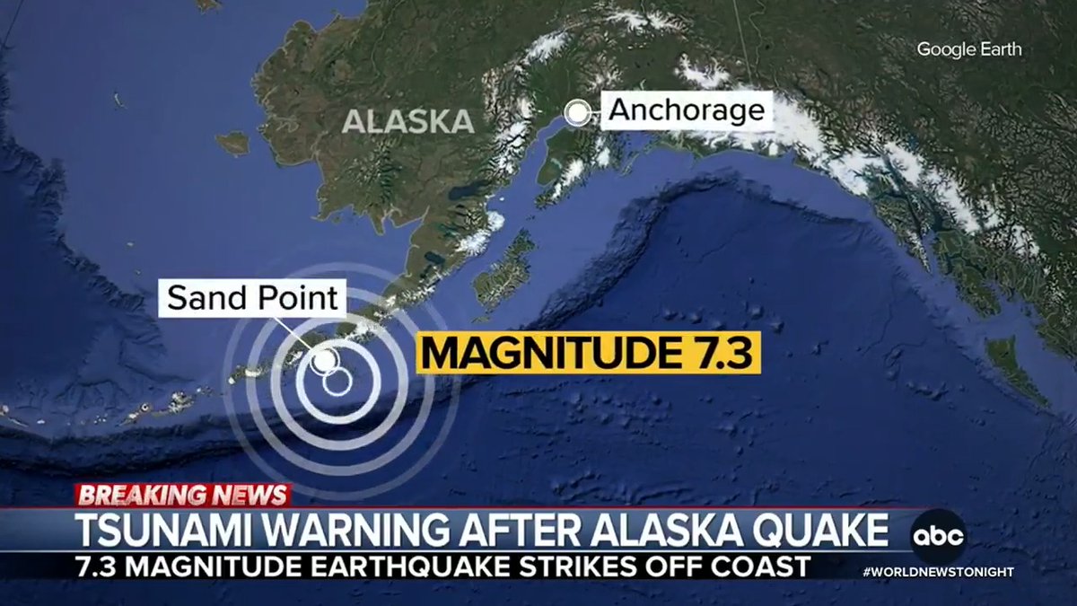 Residents of Sand Point, Alaska, have been urged to move to higher ground immediately following a 7.3-magnitude earthquake off the coast that triggered a tsunami warning.