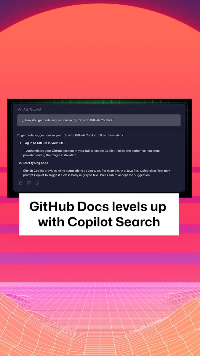 Looking for something in GitHub Docs? Let GitHub Copilot find what you need for you. Introducing Copilot search. 🔍