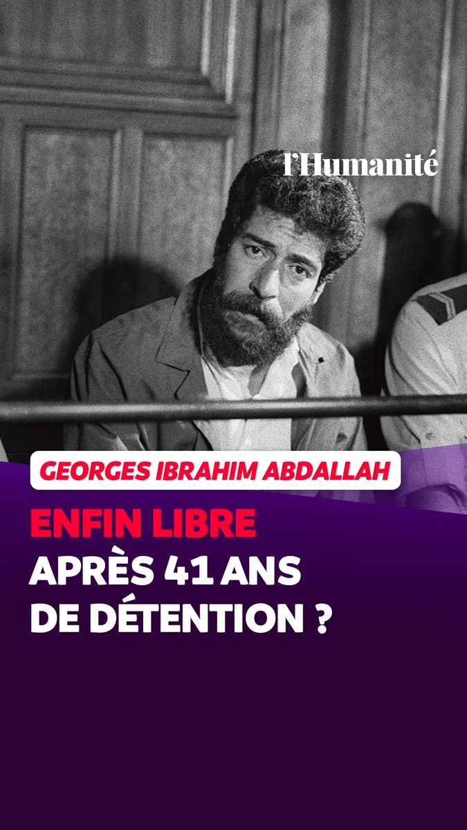 La cour d’appel de Paris a ordonné la libération de Georges Ibrahim Abdallah le 25 juillet prochain. Après 41 ans d’enfermement dans les prisons françaises, il sera autorisé à quitter son centre pénitentiaire à condition de quitter le territoire ➡️